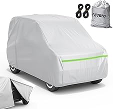 Favoto Car Cover, Fleece-Lined, 5 Layer Structure, Body Cover, Car Cover, Side Zipper, UV Protection, Waterproof, Flameproof, Dustproof, Radiant, Snow Protection, Strong Wind Protection, Yellow Sand