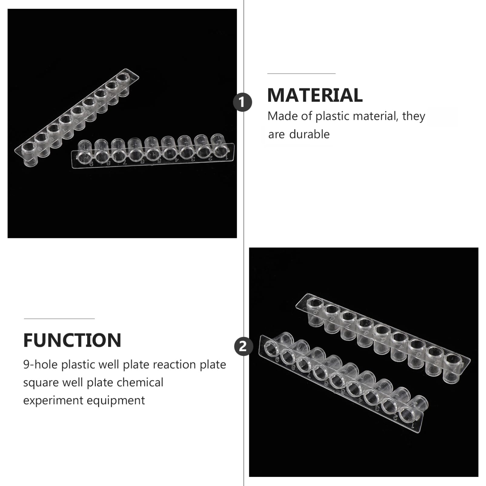 Abaodam Plastic Well Board 9-Hole Reaction Plate Set for Chemical Experiments Porous Design