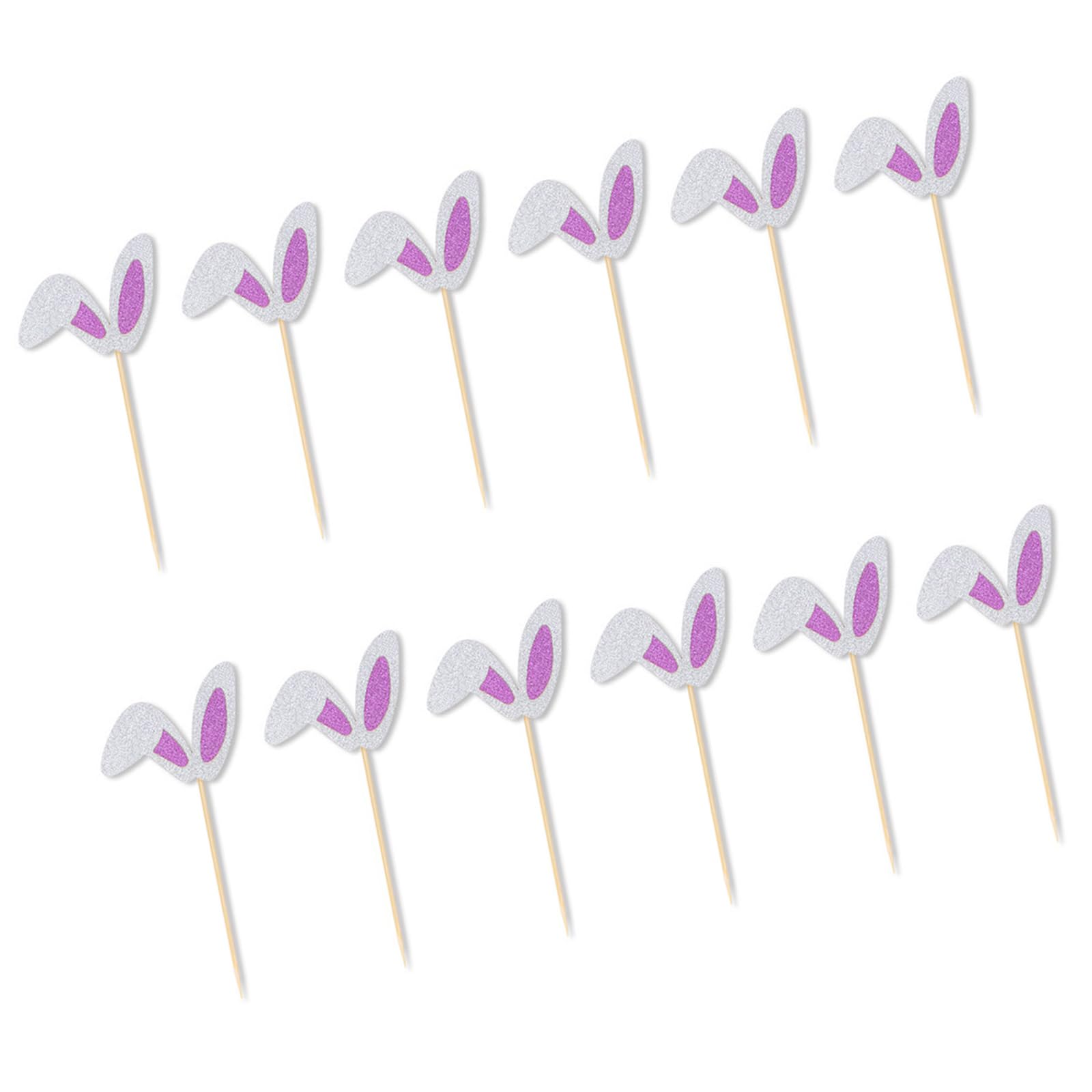 Meiliyizu 12Pieces Easters Cake Decoration Set Rabbits Ear Toppers Decorative Appetizer Picks Suitable for Festival Occasion Easters Party Supplies