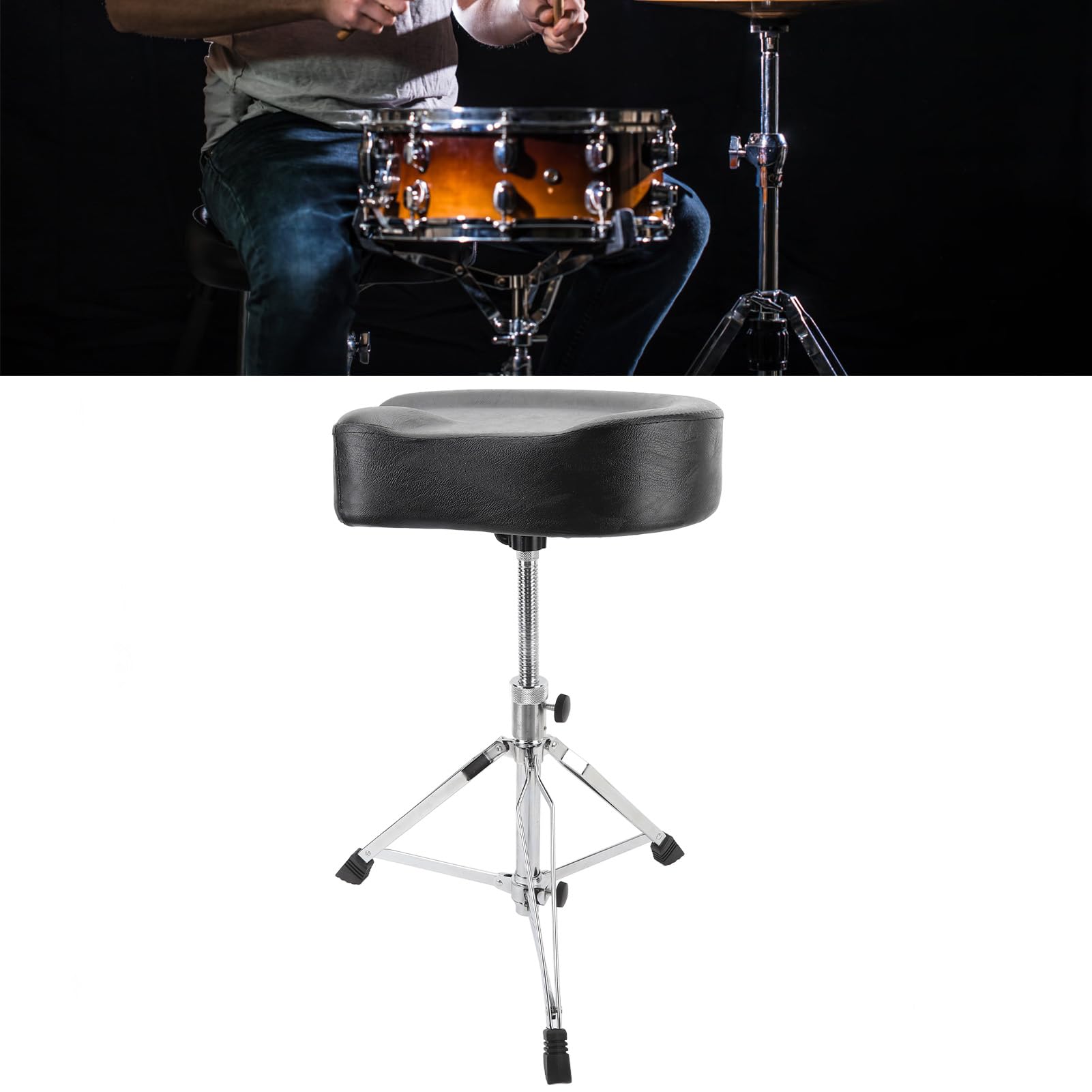 Zerodis Cómodo Taburete para Batería, Asiento Hidráulico Ajustable, Trono de Batería Ergonómico para Bateristas Principiantes Adultos, Base Antideslizante Que Soporta 330 Libras