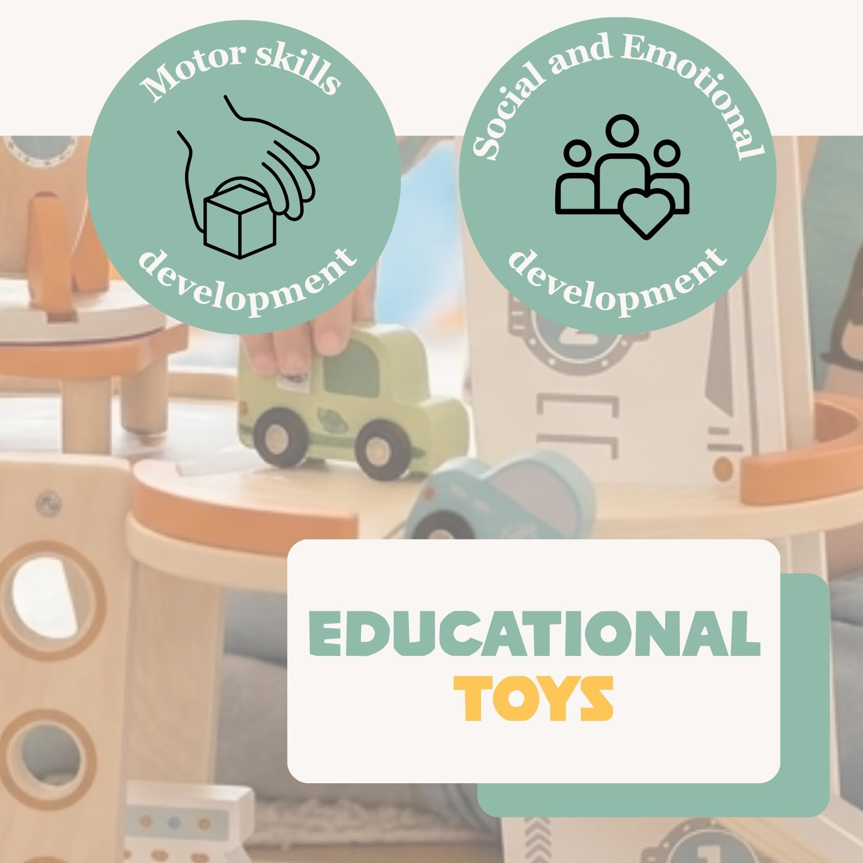 Tooky Toy FSC drewniana stacja kosmiczna - zabawka garażowa z rakietą, astronautami i pojazdami, edukacyjna zabawka Montessori, rozwija zdolności motoryczne, społeczne i emocjonalne, prezent od 3 lat