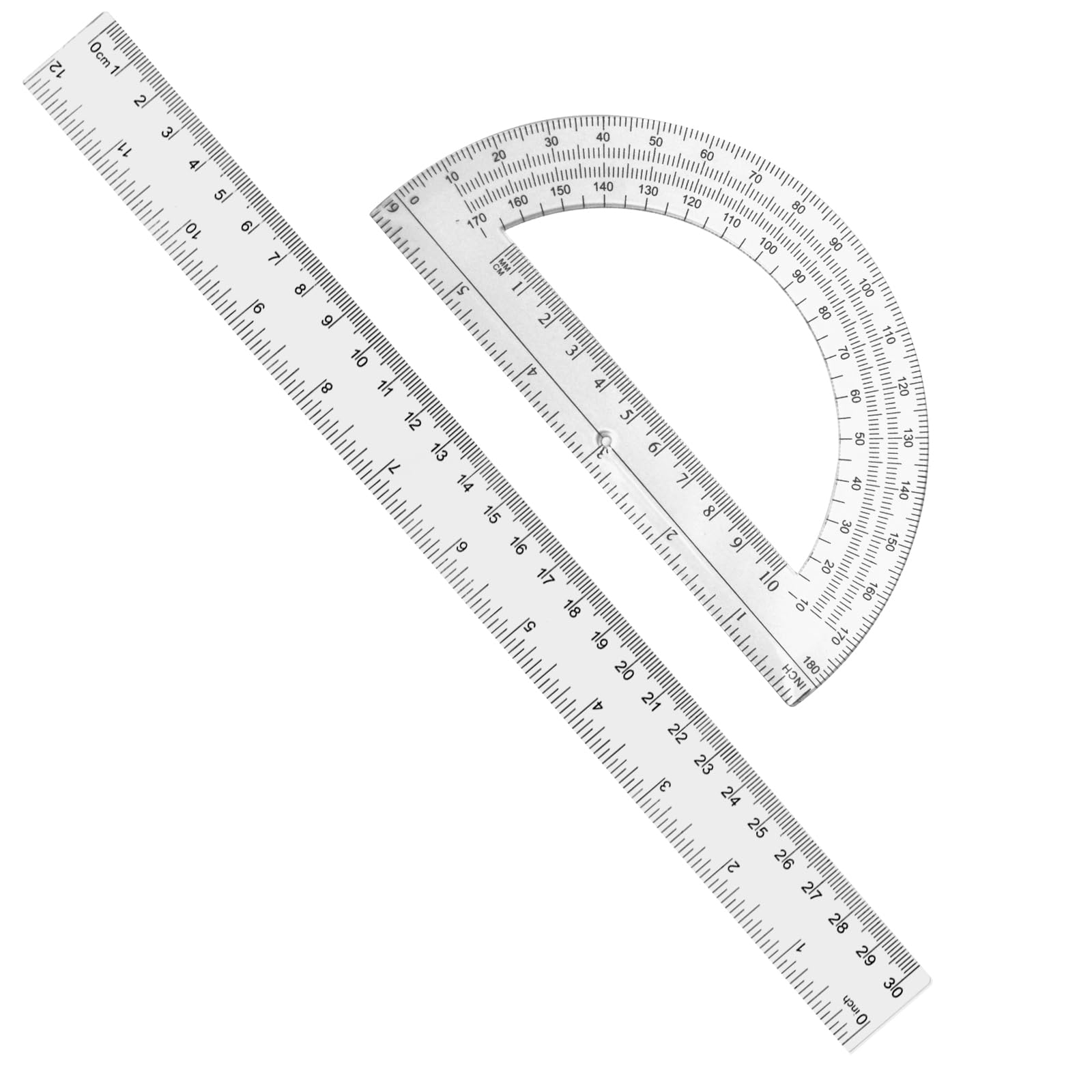 2 packs 12 inch plastic ruler and 6 inch plastic protractor set clear math geometry set classroom set angle detector school supplies classroom ruler home office drawings transparent