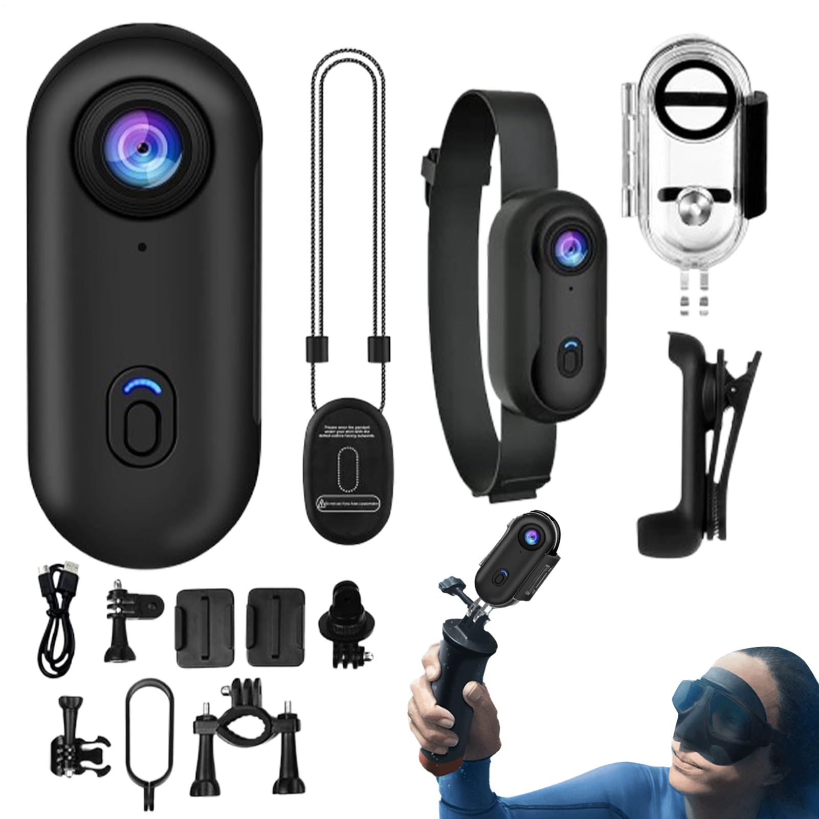 Telecamera Indossabile Action Camera Tascabile | Dispositivo Vlogging 1080P Indossabile Portatile per Sport Motociclismo Ciclismo Palestra Escursionismo Viaggi Avventura