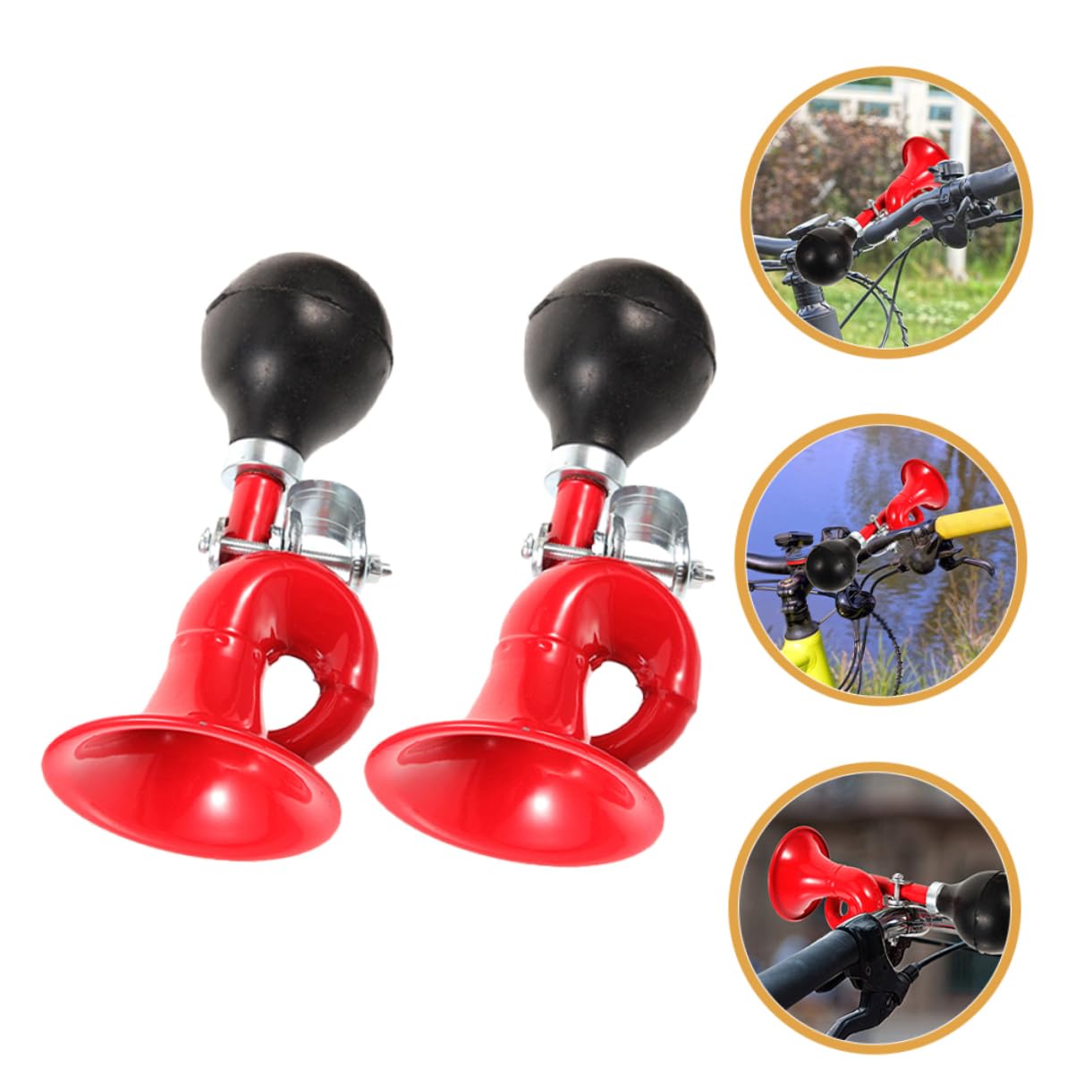 BESPORTBLE Clacson da Bicicletta Corno Clacson da Manubrio della Bicicletta Campana a Pressione Clacson per Mountain Bike Anello Manubrio Bici Spremere La Tromba Rosso Lega di Alluminio