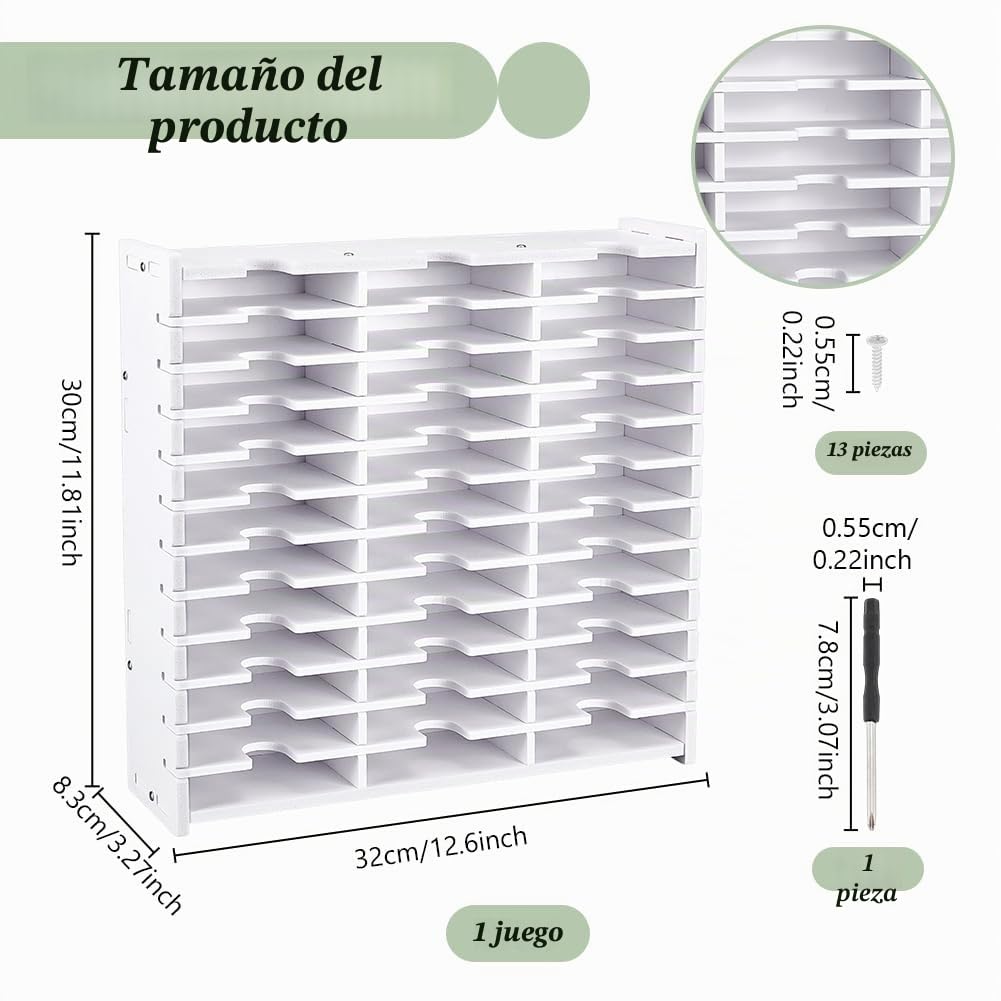 UNICRAFTALE Estante de almacenamiento de almohadilla de tinta de 36 cuadrados, caja de almacenamiento con sello blanco, organizador de almohadilla de sello de escritorio, organizador de almohadilla