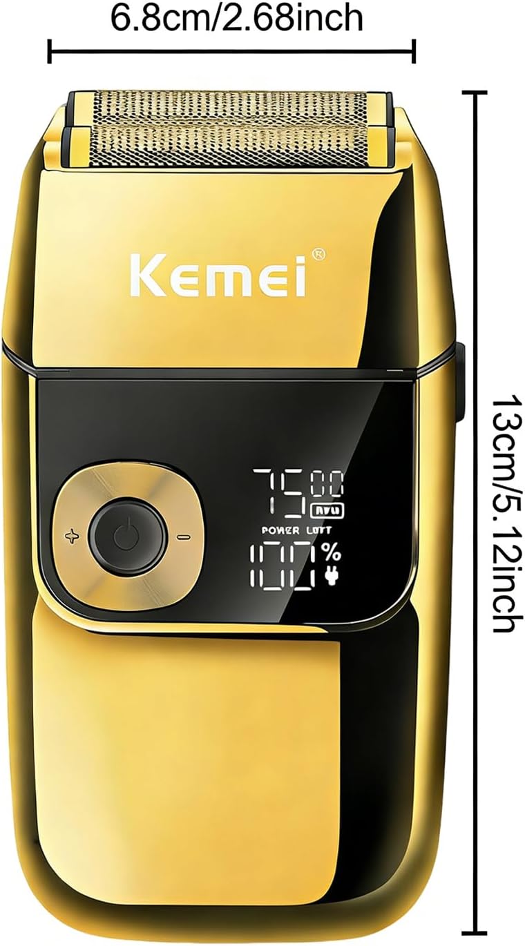 KEMEI Electric Razors for Men, LCD Display Cordless Men's Razors, USB Rechargeable with Pop-up Beard Trimmer Best Worldwide Travel Gift, Model KM 2028, Gold - Image 7