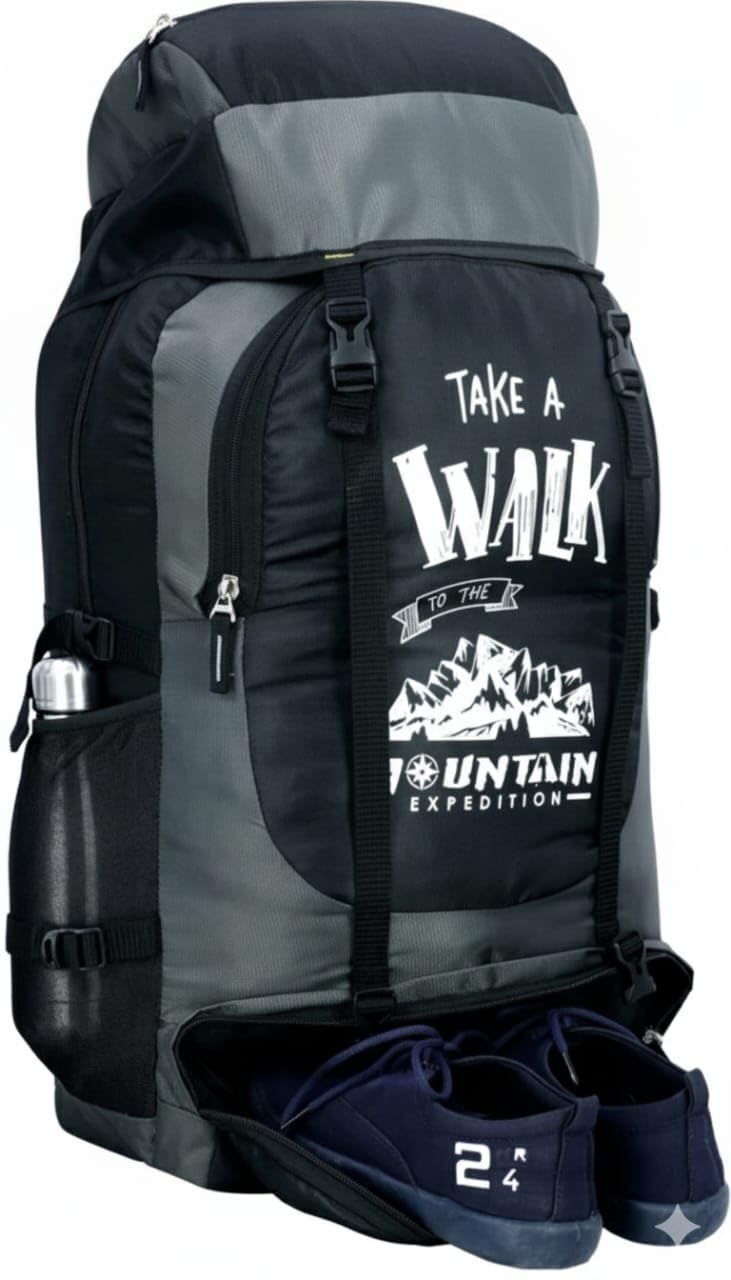 Adventure Hiking Backpack with Mountain Design, Red and Black, Large Capacity, Outdoor Travel Camping Rucksack with Adjustable Straps-picture-43