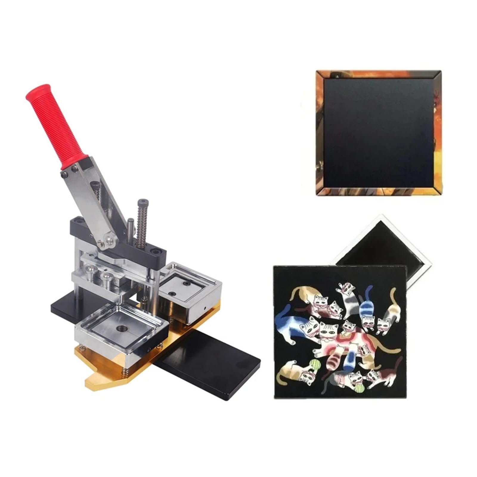 Maszyna do robienia magnesów na lodówkę w kształcie kwadratu o wymiarach 50 x 50 mm/1,97 x 1,97 cala, 100 zestawów, materiały do produkcji guzików z magnesem na lodówkę Produkcja DIY