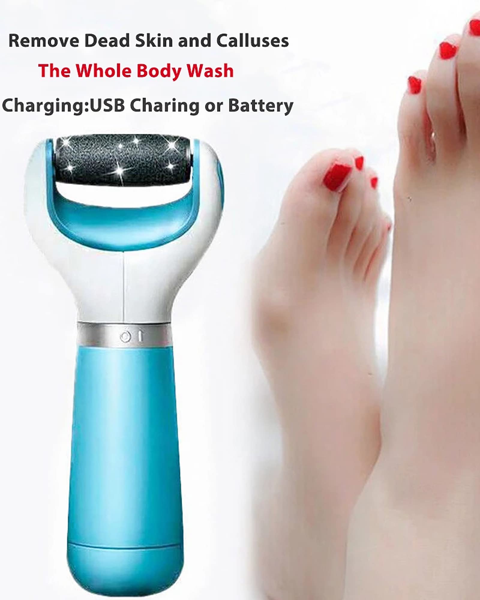 Lima eléctrica para pies con rotación de 360 °, removedor de Callos USB para pies, removedor de Piel Dura, máquina de pedicura para pies, Herramientas para el Cuidado, Rosa (Rosa)