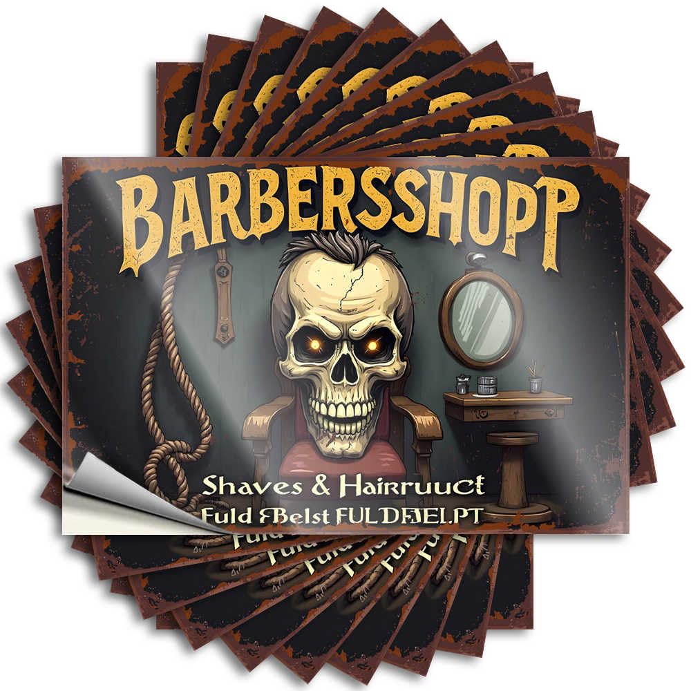 Music Bumper Stickers | Spooky Skull Barbershop: Shaves & Haircuts with A Twist Cool Durable Vinyl Sticker Easy Apply for Darts(6X9CM)