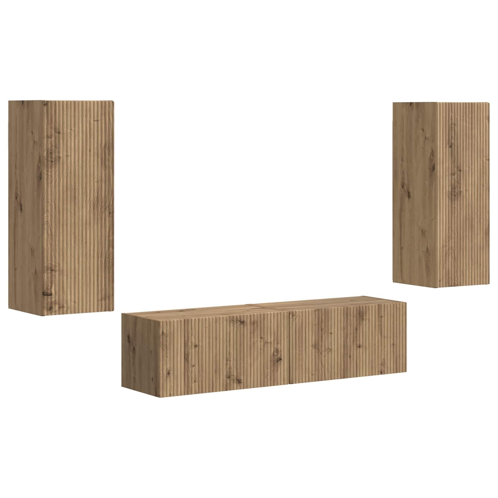 Set di mobili per TV da parete, 2 pezzi, rovere Artisan