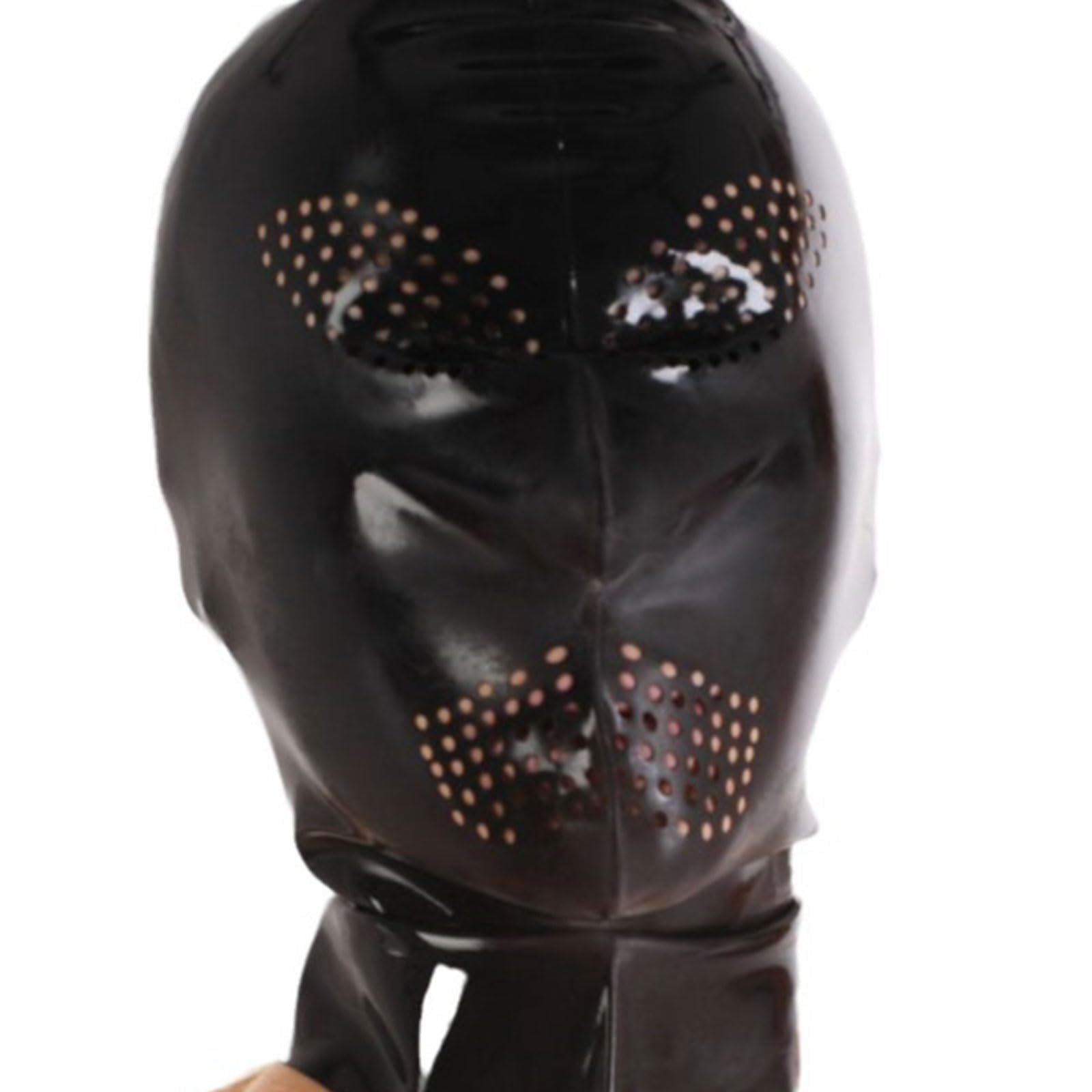 DSPENGS Latex Hood Halloween Full Face Mask Rubber Head Mask Micropores Handmade Special Cool for Club Wear Unisex(Size:L-68CM)