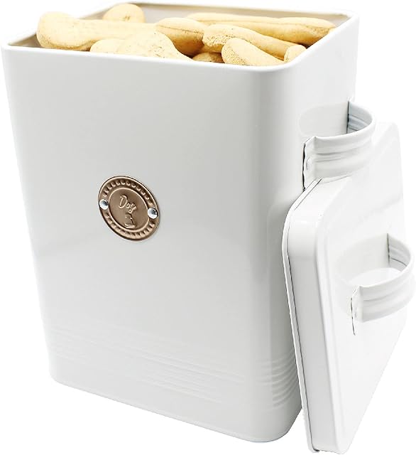 Gardening Naturally Dog Food Biscuit Tin - Pet Food Storage Tin French Grey