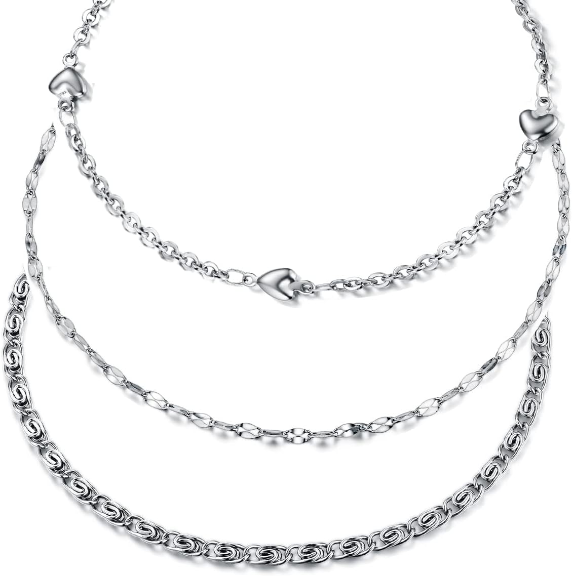 Stainless Steel Ankle Bracelet for Women, 14K Gold Plated Anklets Set 8.2"+2" Adjustable Waterproof Jewelry Gift