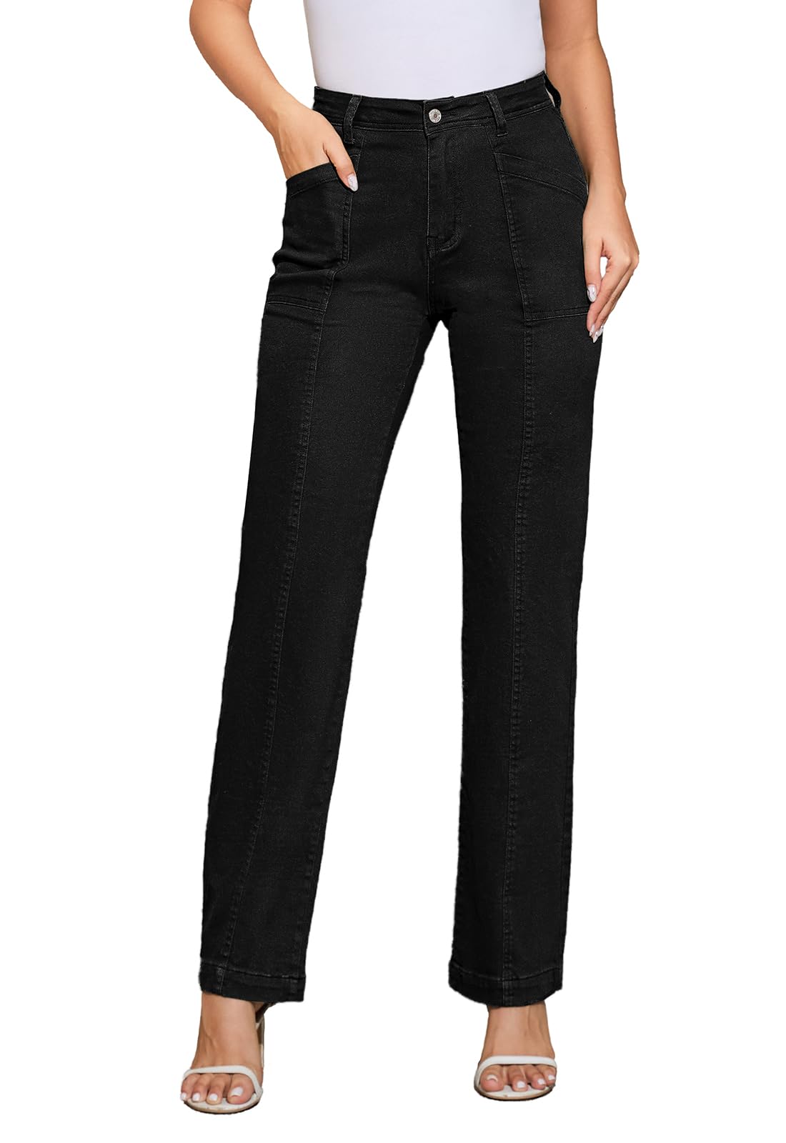 Women Stretchy Chino Pants High Waisted Cargo Pants Womens Casual Straight Leg Pants Fall Cotton Trousers