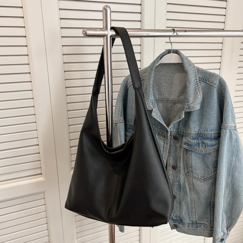 Hobo Bags for Women Slouchy Tote Bag Soft Casual PU Leather Shoulder Purses 2pcs Work Everyday Handbags - Image 6