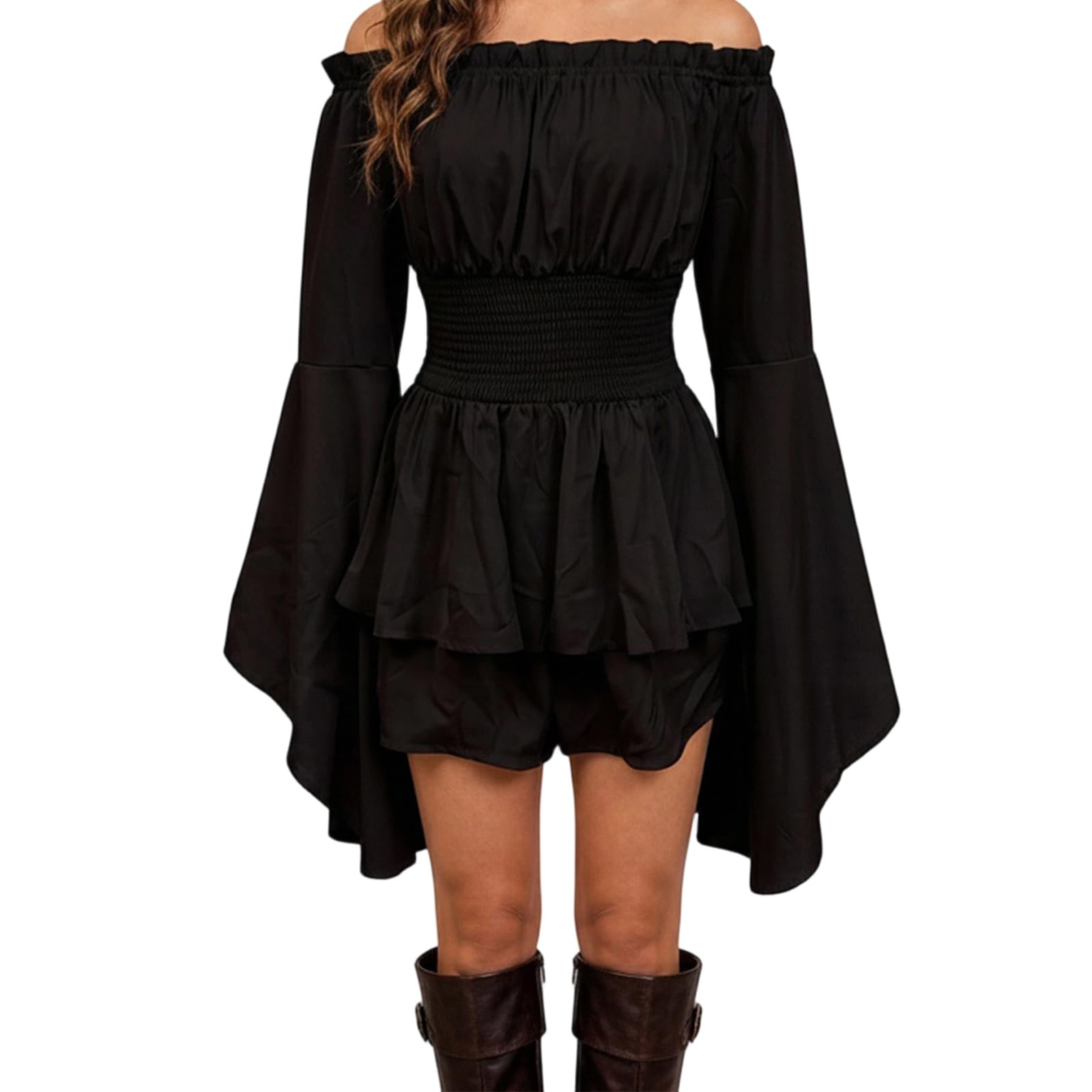 MoKid Ssdwer Off Shoulder Pirate Corset Dress Renaissance Halloween Cosplay Costume (C Black, S)