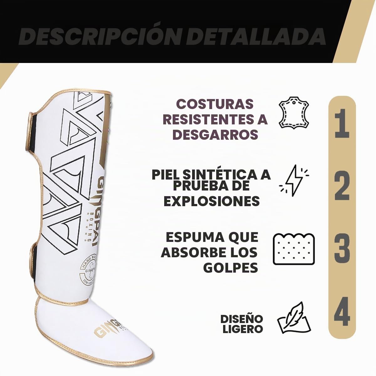 Espinilleras Kick Boxing,Espinilleras Muay Thai con Forro Amortiguador para Proteger Las Pantorrillas y los Pies,Espinilleras MMA para Boxeo,Sparring,Kickboxing,Karate