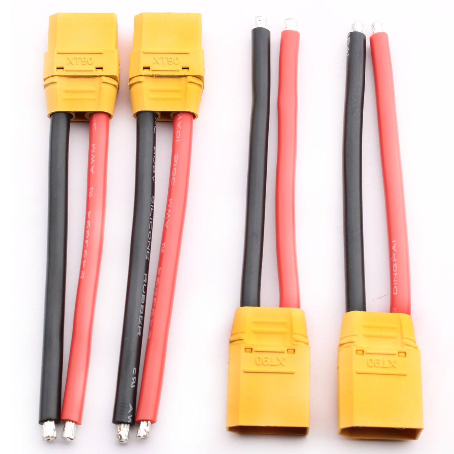 XT90H Stecker-Set – 2 Paar Männlich/weiblich Mit 10cm 10AWG Silikonkabel, Für RC-Lipo-Akkus & Modellbau