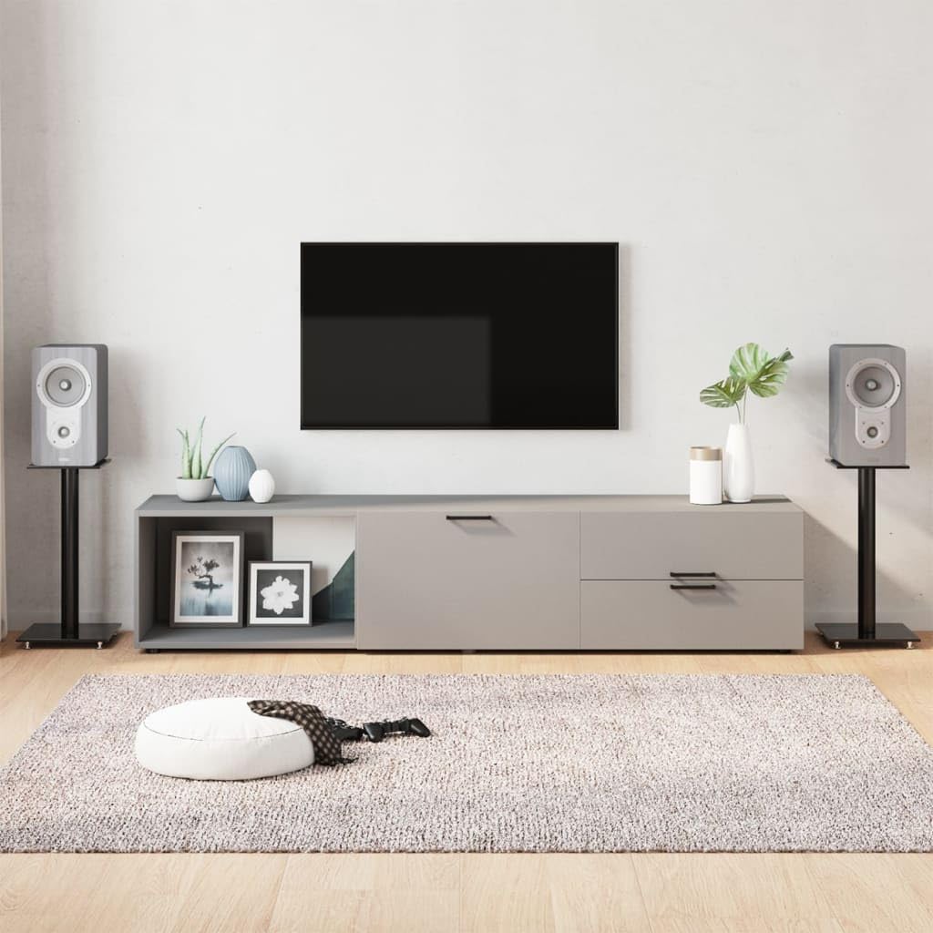 Pedane per Casse 2pz Nero Vetro Temperato Design a 1 Pilastro,Dispositivi elettronici,o,Accessori o,Accessori per Altoparlante,Supporti per altoparlanti-51808