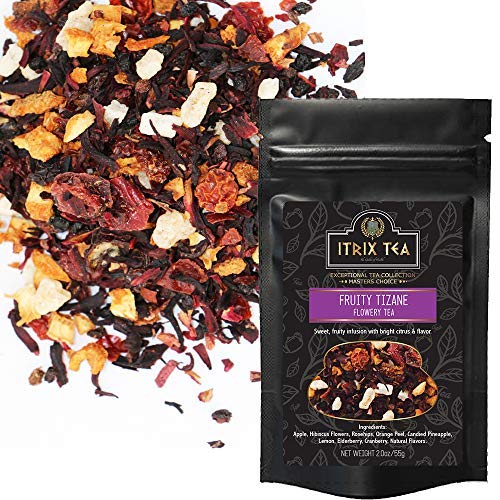 Itrix Tea Fruity Tizane Flowery Tea - Herbal Loose Leaves Tea - Infused with Sweet, Bright Citrus & Fruity Flavor - Delicious & Refreshing Aromatic Tea (4 oz)