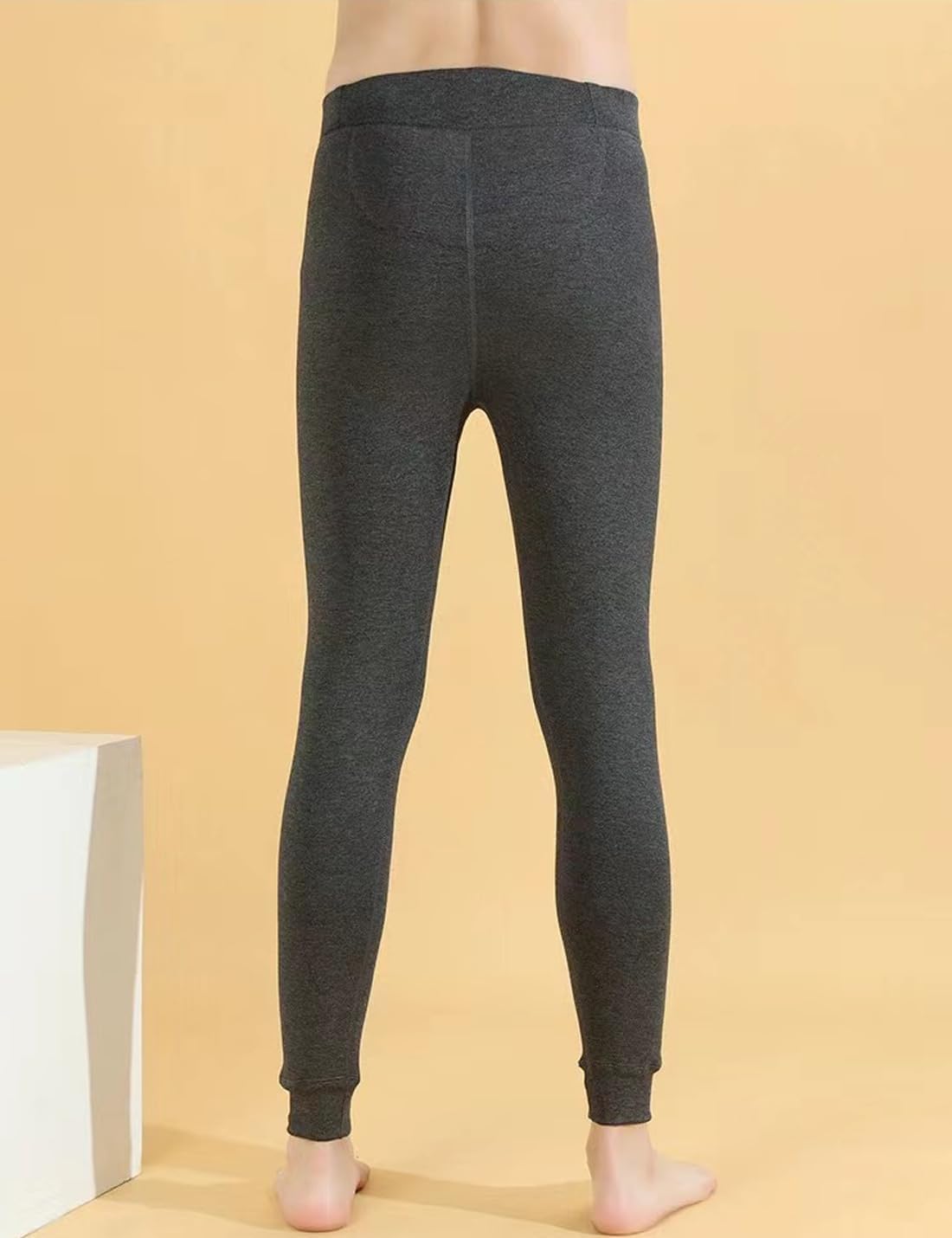 ZGZZ7 Men's Winter Quilted Fleece Lining Long Johns Bottoms High Waist Thermal Underwear Pants
