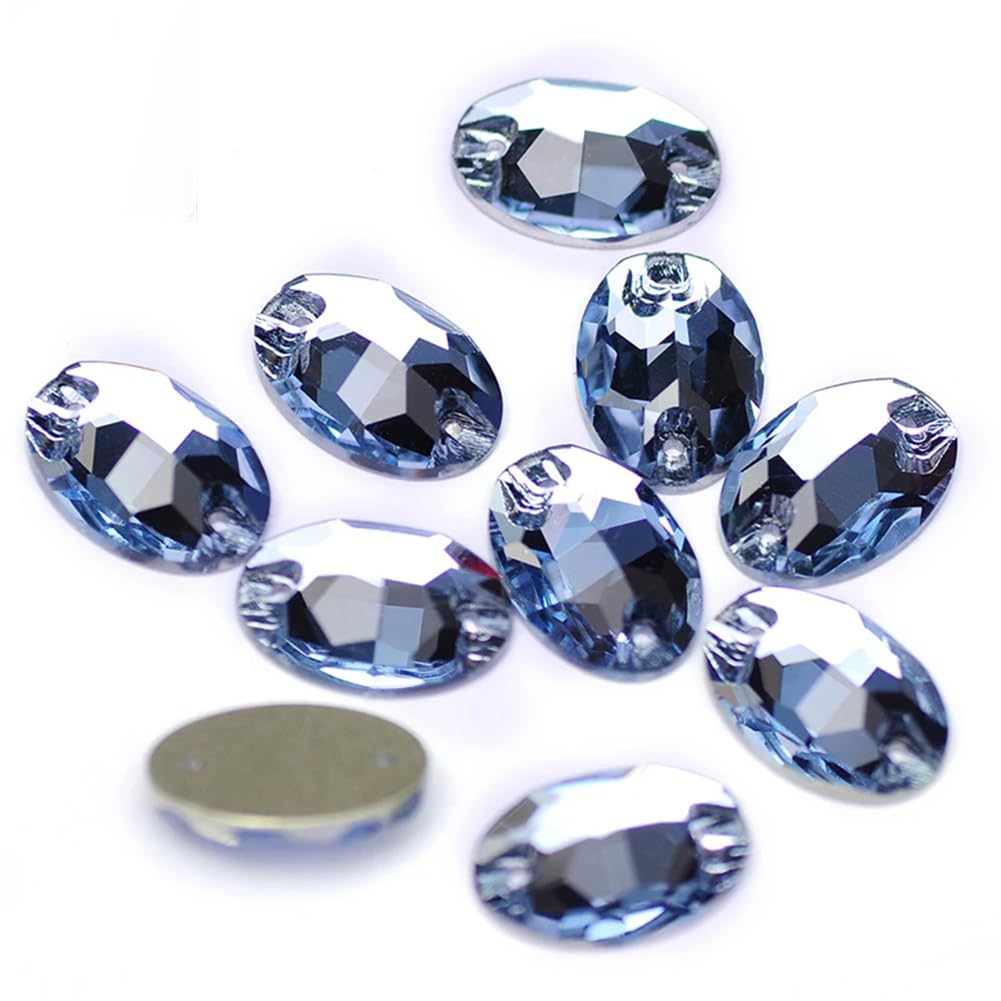 Przezroczyste szkło, kryształowy kamień, Owalne szklane kryształki do szycia, płaskie z tyłu, do przyszycia, DIY, luźne kryształki(Smoked Topaz,11x16mm 72Pcs)