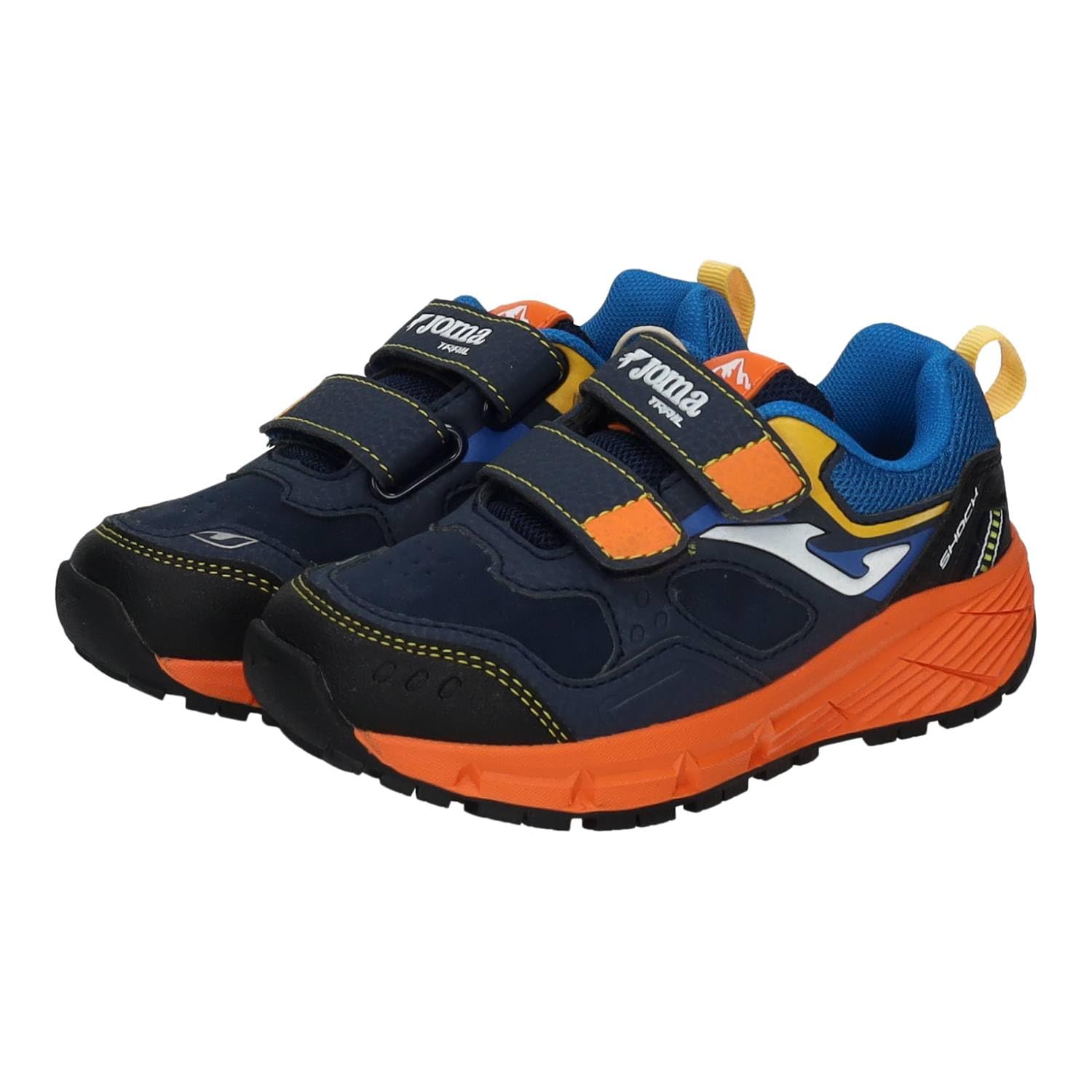 Joma JSHOW2503V Zapatillas Deportivas niño Joma Schok Naranjas y Azules con Cierre Adhesivo y Suela Antideslizante NIÑO Deportivos