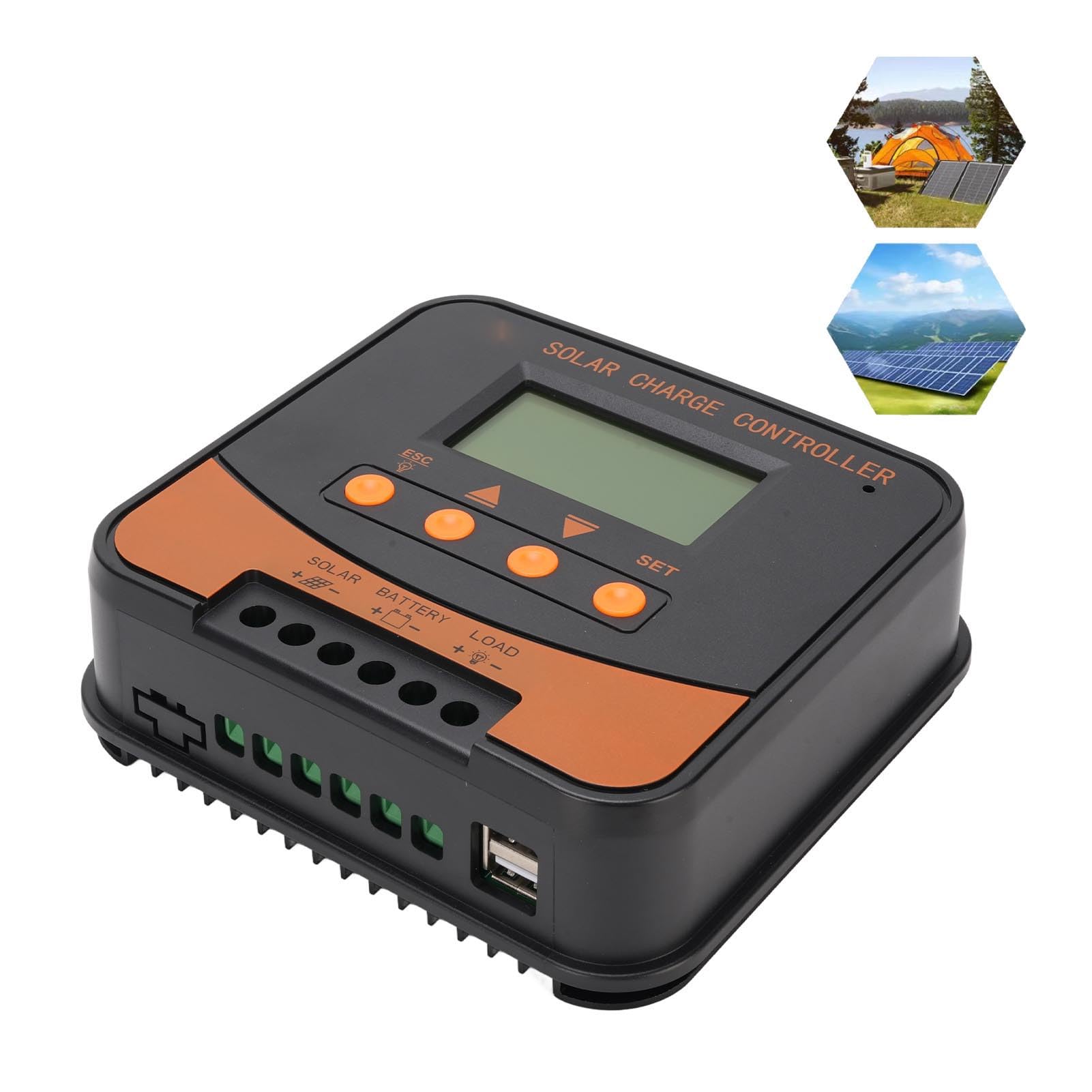 Kontroler ładowania Słonecznego MPPT, Regulator Wyświetlacza LCD 12 V 24 V 20 A z kompleksową ochroną Napięcia, Idealny do Akumulatorów Panelowych, GEL, SLA, LFP i LI USE