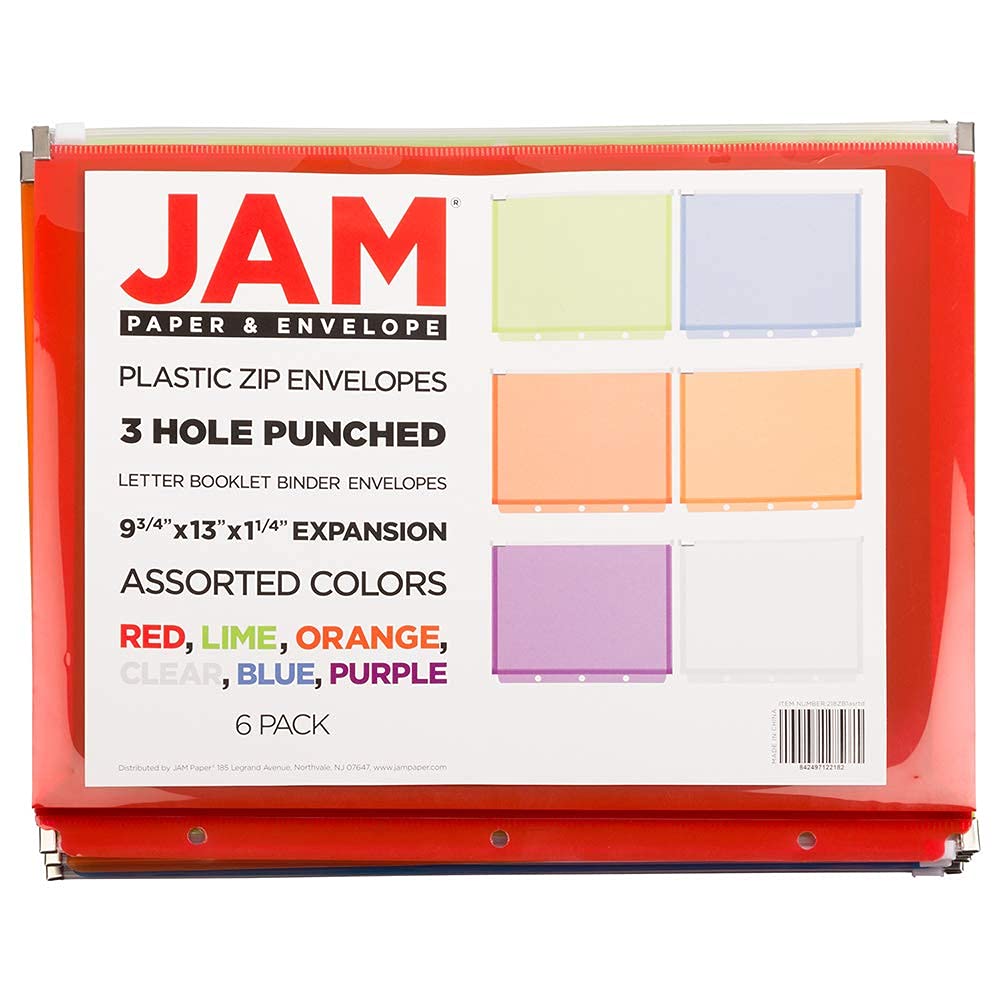 Amazon.com : JAM PAPER Plastic 3 Hole Punch Binder Envelopes with
