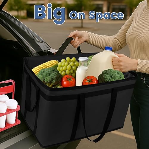Miniatura 4 de Bolsa de entrega de alimentos aislada con fondo duro y portador de bebidas con fondo duro, XXL, bolsas de pizza para DoordashUber Eats, enfriador