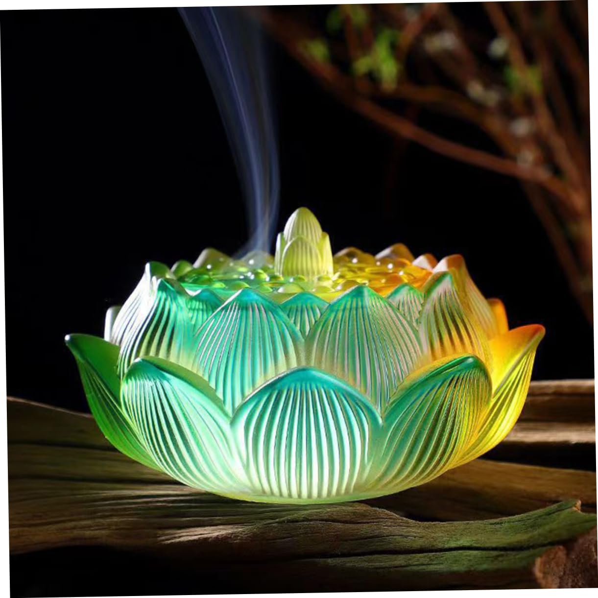 MAGICLULU Bruciatore Incenso Casa in Vetro Forma Di Loto Portaincenso Antiscivolo e Resistente Per Ambienti Interni Zen Decorazione Elegante e Pratica Per Soggiorno Ufficio e Ristoranti