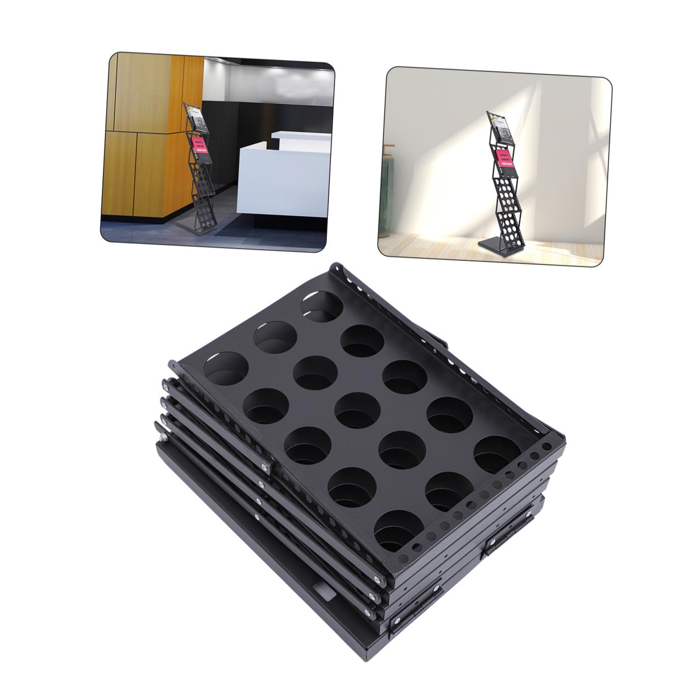 Alipis Présentoir à Brochures A4 Facile à Transporter Ranger Pliable en Fer Noir, Multi-Couches Vertical pour Magasins de Détail et Expositions