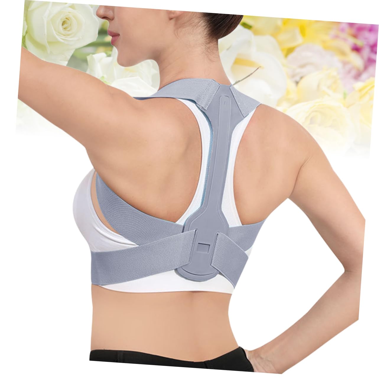 FOMIYES Pcs Lumbar Support Belt Brace Upper Brace for Men Posture Shoulder Belt Grey