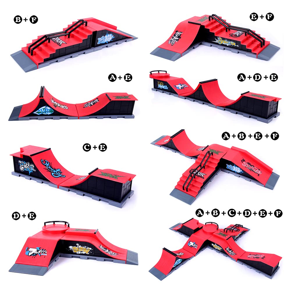 Generico Kit di Pista da Skate per Finger Set Giocativo Educativo con a Rampa in Combinazione DIY Fingerboard ABS Alloy Regalo Appassionati Sport