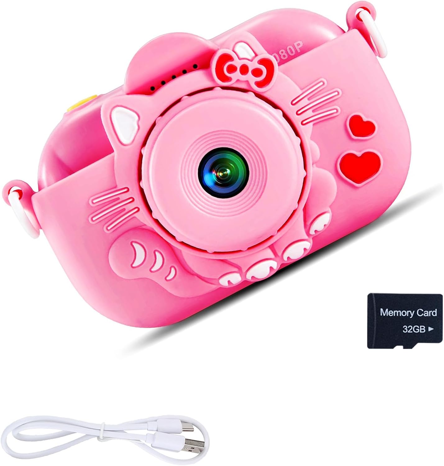 Kids Toy Camera, for Boys Girls Age 3-8, Digital Video Camera with Stickers, Cute Case and 32GB SD Card
