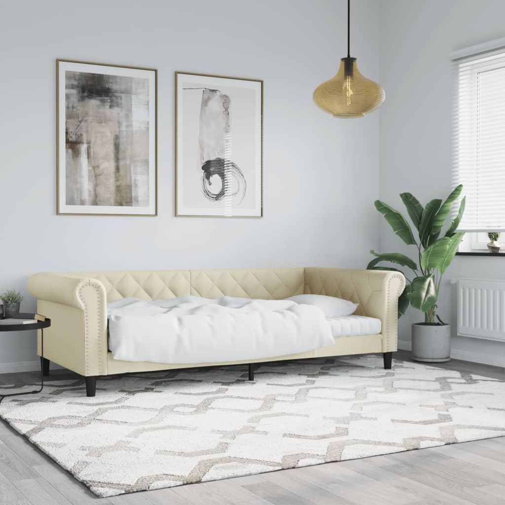 Divano letto 2 in 1, in ecopelle, crema, 80 x 200 cm