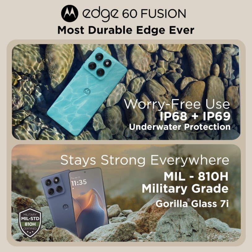 Image of Motorola Edge 60 Fusion 5G (Pantone Slipstream, 12GB RAM, 256GB Storage) | 6.67 inch Curved 1.5K pOLED Display | 50MP+13MP Rear | 32MP Front | Dimensity MediaTek 7400 | 5500mAh Battery + 68W Turbo Charger