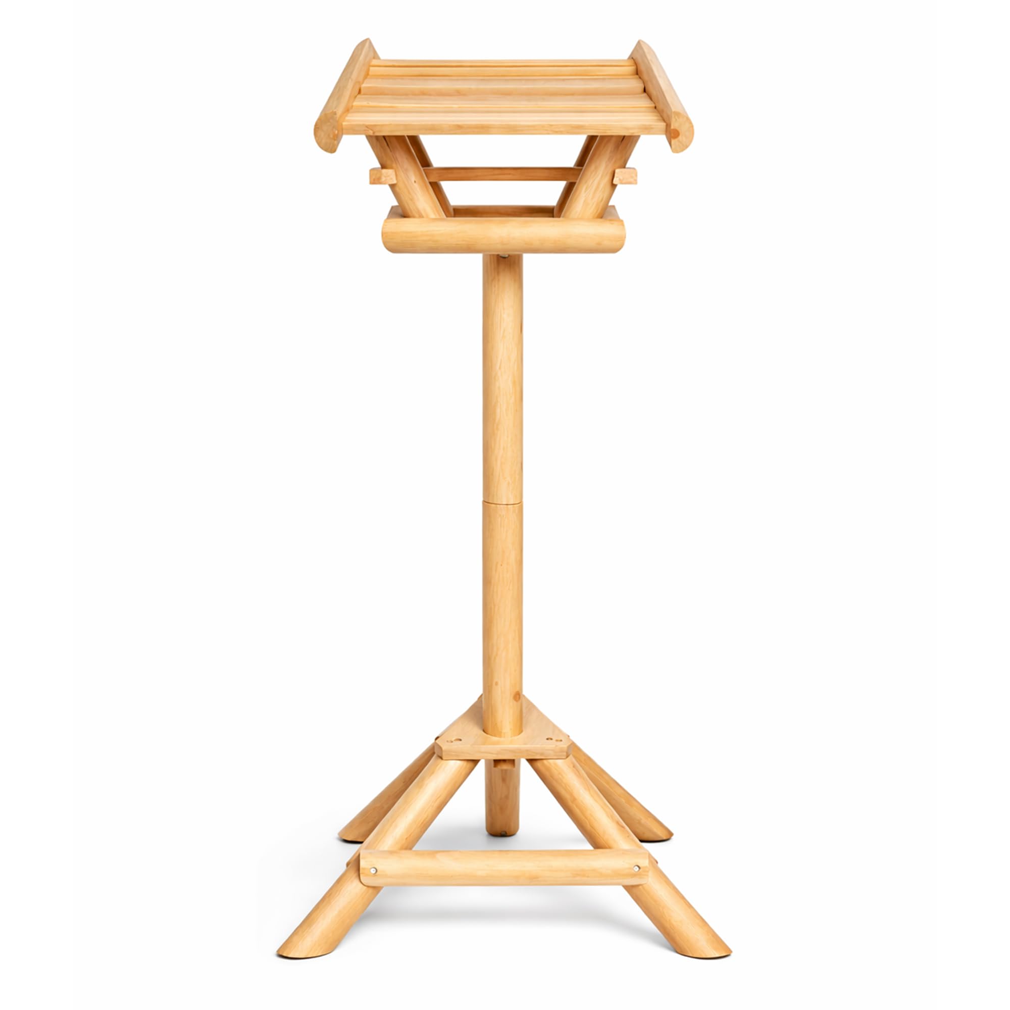 139cm Wooden Bird Table with Roof Freestanding Feeding Station for Garden – Heavy Duty Bird Feeding Station Feeder with Roof – Dual Platforms & Stable Tripod Base