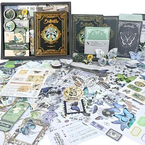 ROEOWENE 394pcs Kit de Scrapbooking DIY Journal Accessoire Vintage Sticker Scrapbook Materiel Kit Complet Autocollant Scrapbooking Accessoires DIY Cadeau...