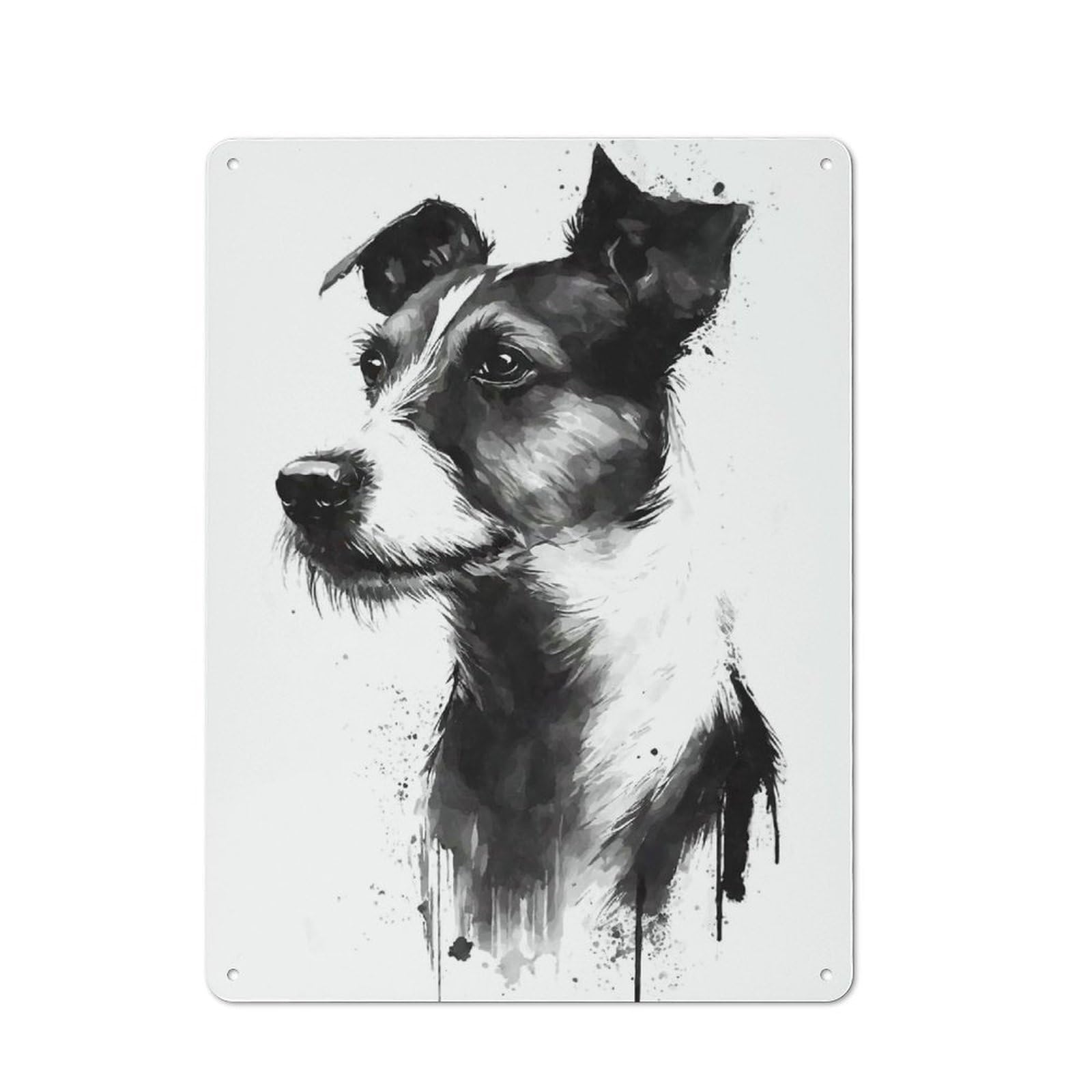Junmoney Jack Russel Terrier Ink Printed Metal Sign 40X30cm For Café Or Restaurant, New-Space Wall Decor For Café Owners And Decorators