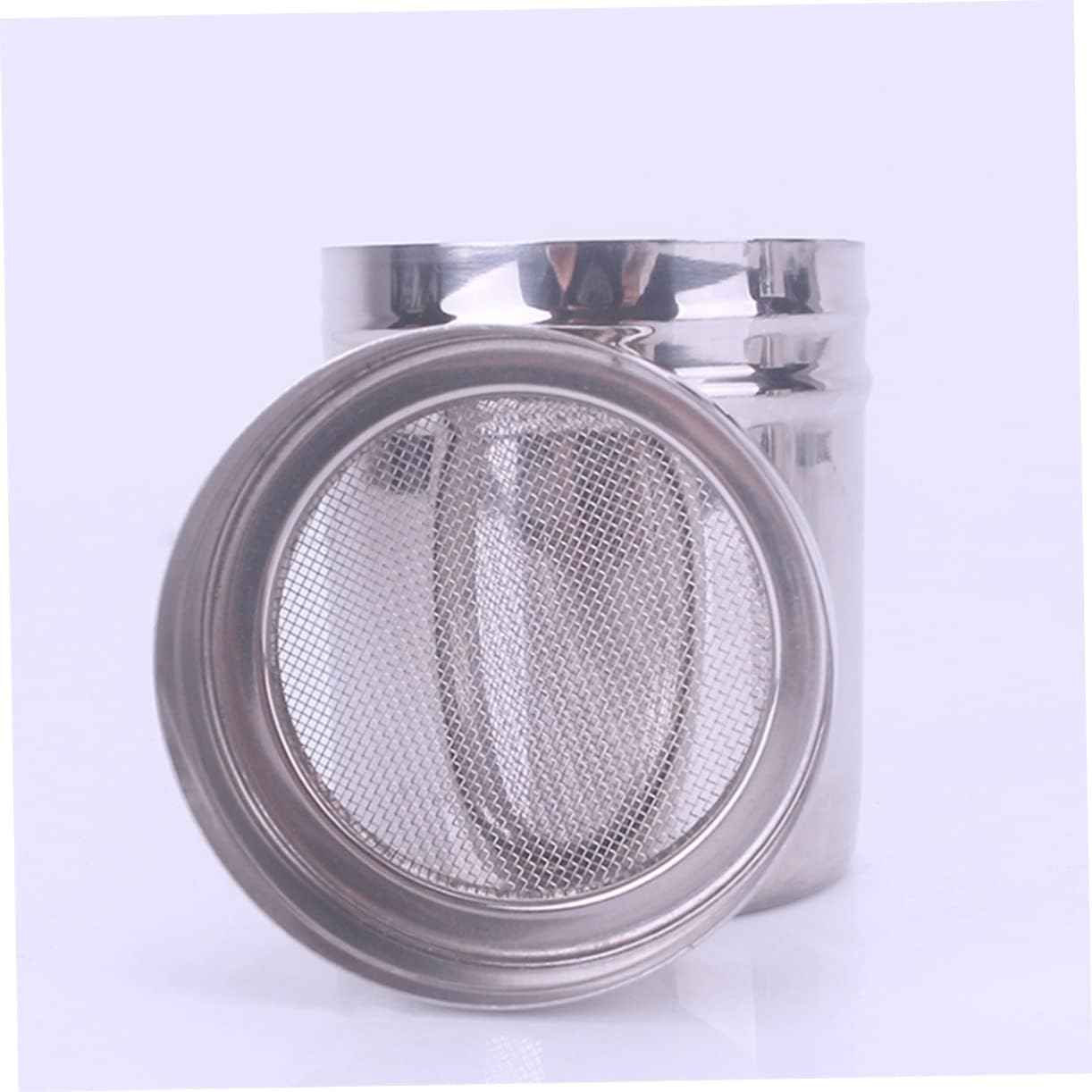 Zerodeko 2pcs Stainless Steel Powder Shaker Seasoning Dispenser for Sugar Flour Cocoa and More Keeps Ingredients Fresh and Moisture Baking and Cooking