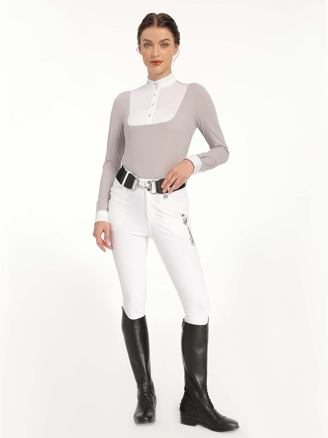 Harrison Howard Long Sleeve Show Shirt with Bib, Women's Horse Riding Top