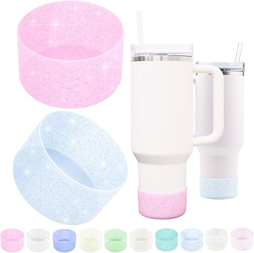 WORBSS Paquete de 2 fundas de silicona con purpurina para botas Stanley Cup H2.0 de 40 onzas y Hydro Flask de 18-24 onzas y vaso simple moderno con