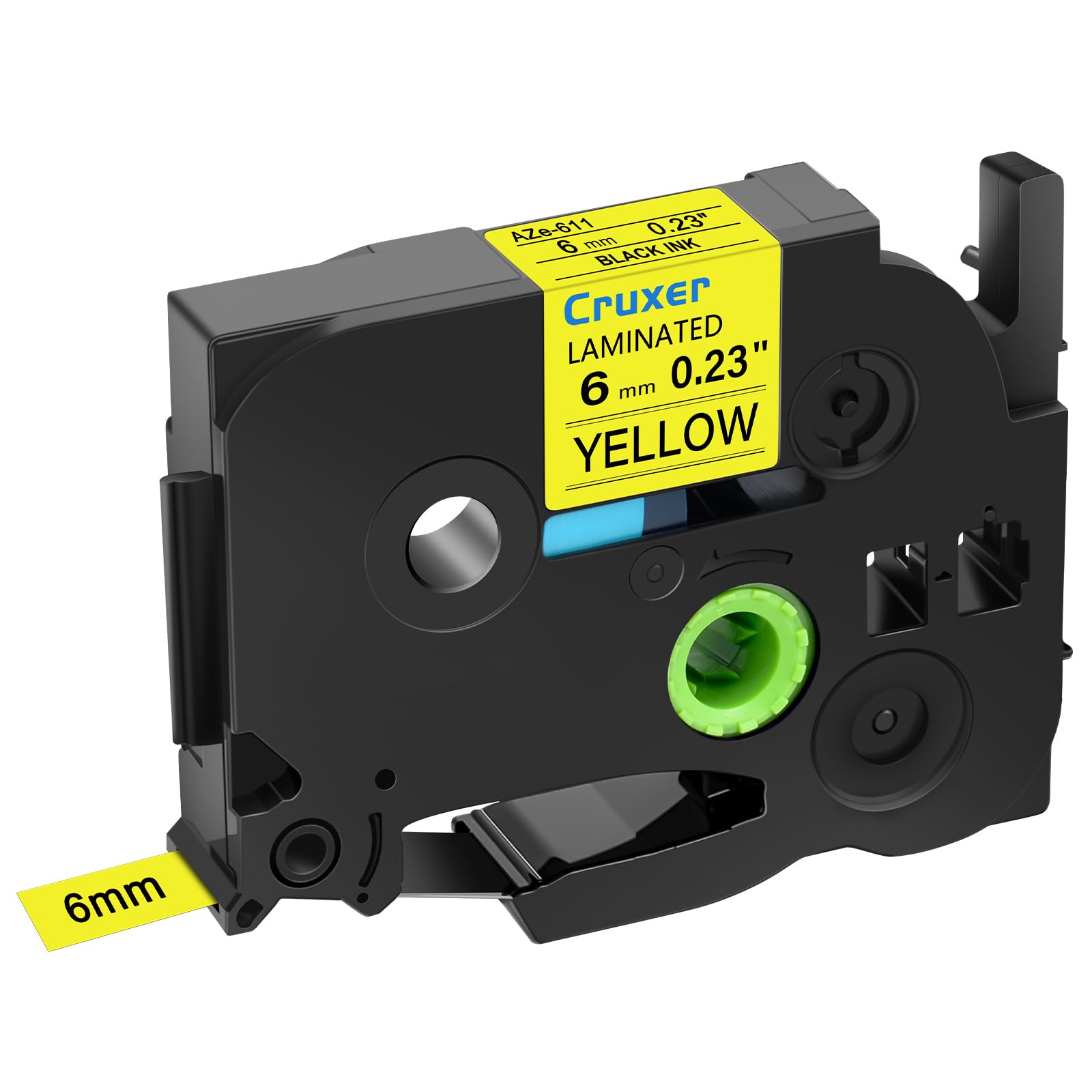 Cruxer Lot de 30 Compatible TZE-611 pour P-touch Noir sur Jaune 6 mm