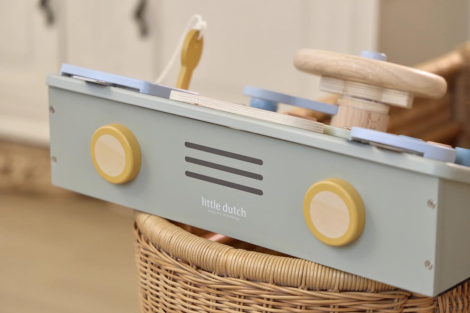 Little Dutch Aktivitäten Lenkrad - Lernaktivitätsbrett aus Holz - Lernspielzeug - für Kleinkinder ab 12 Monaten - Mint