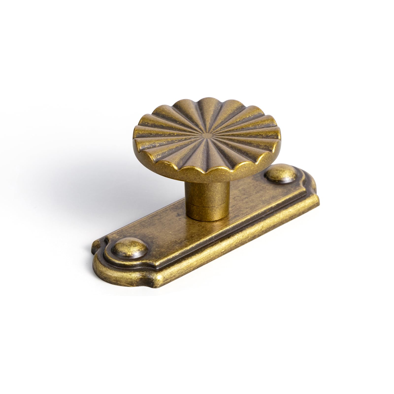 Deuschwer 6-Pack Antique Brass Cabinet Knobs with Timeless Drawer Backplate, 1.5 Inch Premium Zinc Alloy Vintage Drawer Knobs - Classic Handle for Wardrobe, Kitchen & Furniture