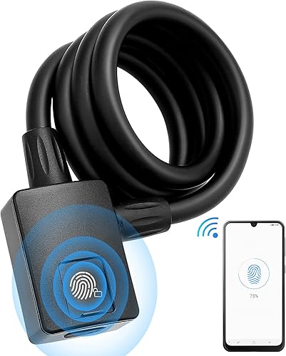 Cable Bluetooth de bloqueo de huellas dactilares para bicicleta con aplicación abierta, control remoto, resistente al agua, registro de desbloqueo