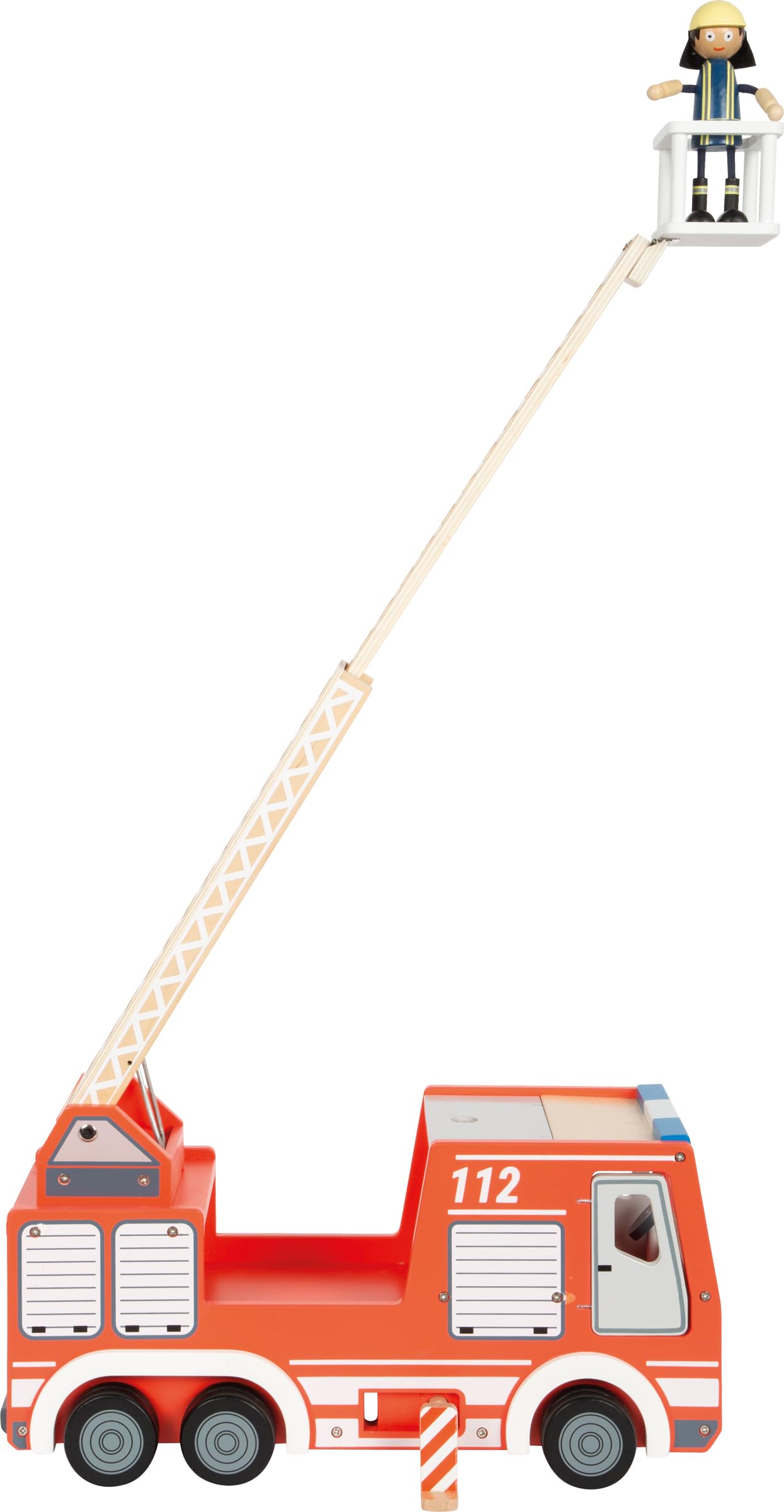 small foot Coche de Bomberos, Madera, con Escalera giratoria, Manguera, Acc. Juego Bomberos, a Partir 3 años, 12657