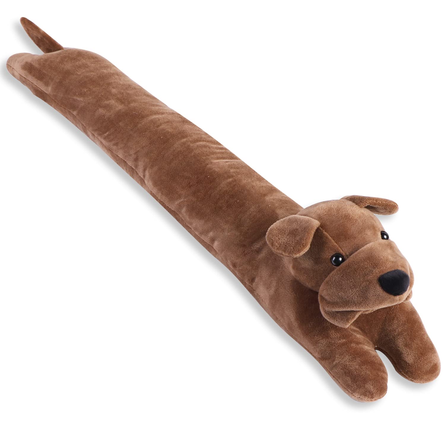 SanlykateDog Under Door Draft Stopper for Bottom of Door, 3LB 34-36 Inch Heavy Duty Decorative Animal Fabric Door Draft Blocker, Save Energy Soundproof Seal Guard, Coffee